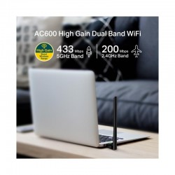 WIRELESS ADAPTADOR USB TP-LINK ARCHER T2U PLUS AC600 DUAL BAND 5DBI