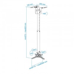 SOPORTE PROYECTOR TOOQ TECHO GIRATORIO E INCLINABLE BLACK