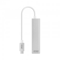 ADAPTADOR NANOCABLE USB-C ETHERNET RJ45 GIGABIT + 3XUSB 3.0 15CM SILVER