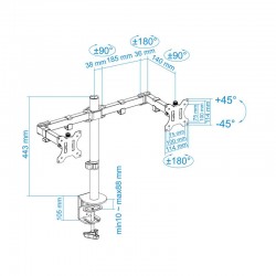 SOPORTE DE MESA TV/MONITOR TOOQ DB1232TN-B 13-32 2 BRAZOS BLACK