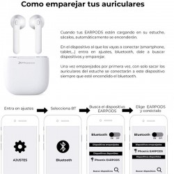 AURICULARES PHOENIX EARPODS BLUETOOH 5.0 50MAH WHITE GOOGLE ASSISTANT SIRI