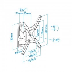 SOPORTE TV MONITOR TOOQ 10-32 20KG INCLINABLE/GIRATORIO BLACK