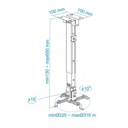 SOPORTE PROYECTOR TOOQ TECHO INCLINABLE WHITE