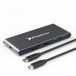 CAJA EXTERNA PHOENIX M.2 SSD SATA M2 USB-C + HUB 7EN1 USB-C+USB+HDMI+SD 60W