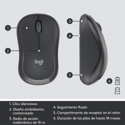 TECLADO + RATON LOGITECH MK295 WIRELESS SILENT GRAFITO