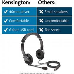 AURICULARES + MICROFONO KENSINGTON K97601WW USB BLACK