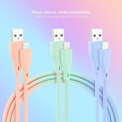 CABLE LIGHTNING A USB 2.0 NANOCABLE A/M 1M 3UD BLUE PINK GREEN