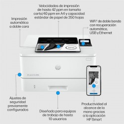 IMPRESORA HP LASERJET PRO LASER MONOCROMO 4002DN DUPLEX WHITE