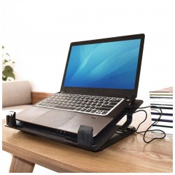 SOPORTE + VENTILADOR NOTEBOOK EWENT HASTA 17 BLACK