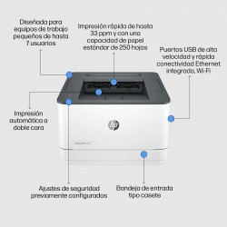 IMPRESORA HP LASERJET PRO LASER MONOCROMO 3002DW DUPLEX WHITE